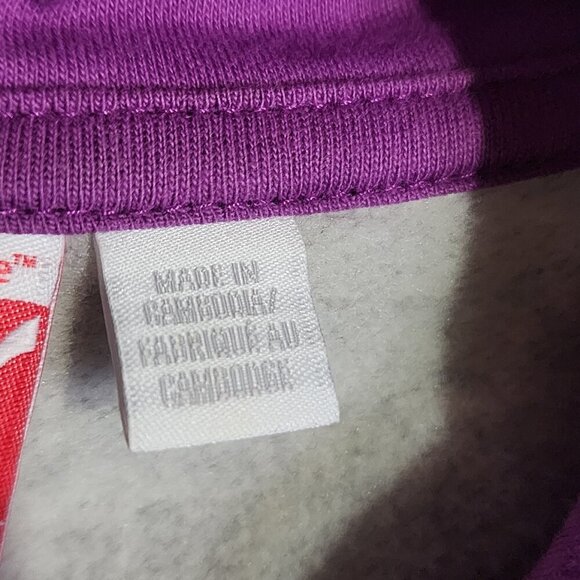 Womens PUMA Essentials Logo Hoodie Sz Lg Purple Gray Fleece Pullover Sweatshirt - Picture 11 of 11